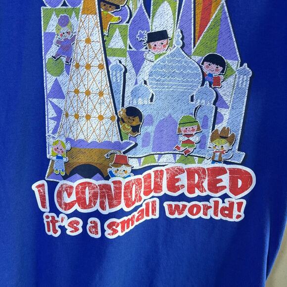 Men’s Disney “I Conquered Its A Small World” T Shirt Size Medium - Picture 2 of 7